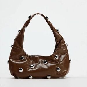 ZARA Brown Studded Women's Bag